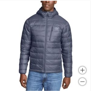 Eddie Bauer Men's Black Down Puffer Jacket with Hood Winter Warm nwt